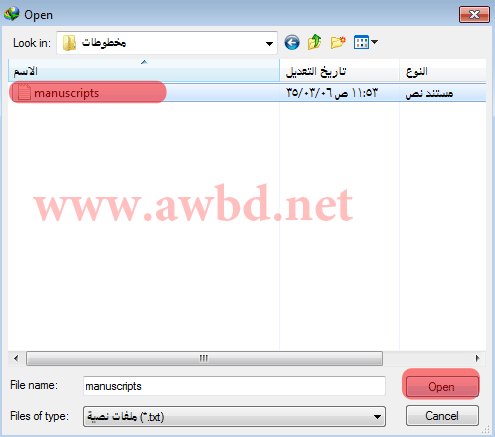 برنامج IDM  نافذة اختيار الملف